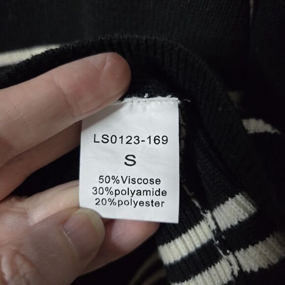 Lillusory Black White Stripe Sweater Dark Academia Small - Picture 4 of 6